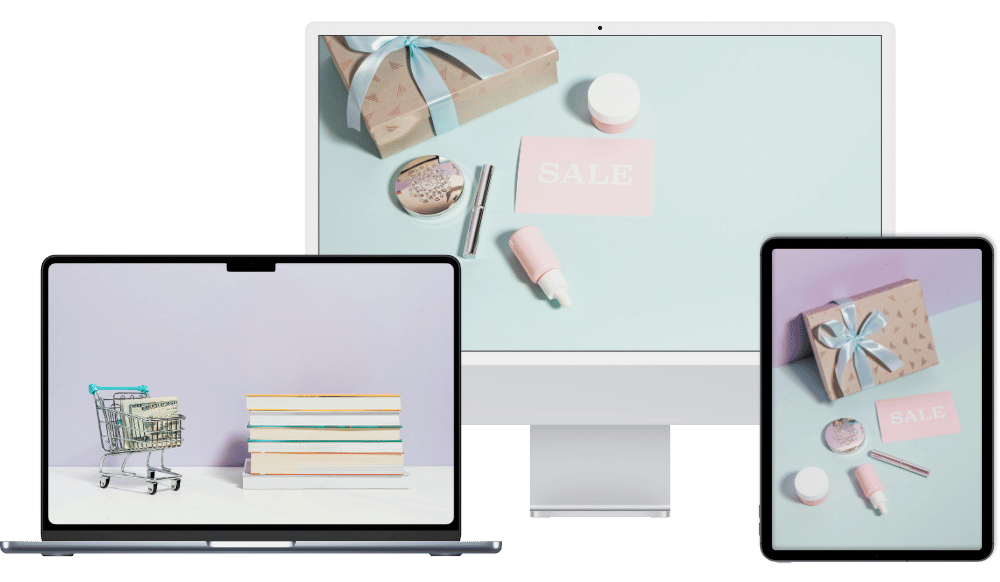 Produktbilder auf Monitor, Laptop und Tablet – Marktplatz Darstellung auf verschiedenen Endgeräten im Onlinehandel